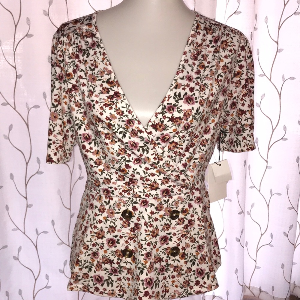 NWT Floral Blouse with Flowy Sleeves